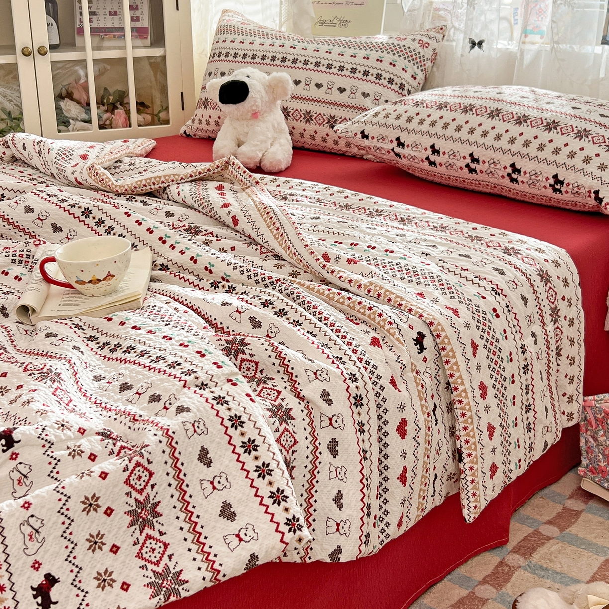 91家纺网 家纺一手货源 找家纺 老K (原美阁） 2026新款泡芙棉夏被四件套双层纱泡芙纱单夏被 波西米亚