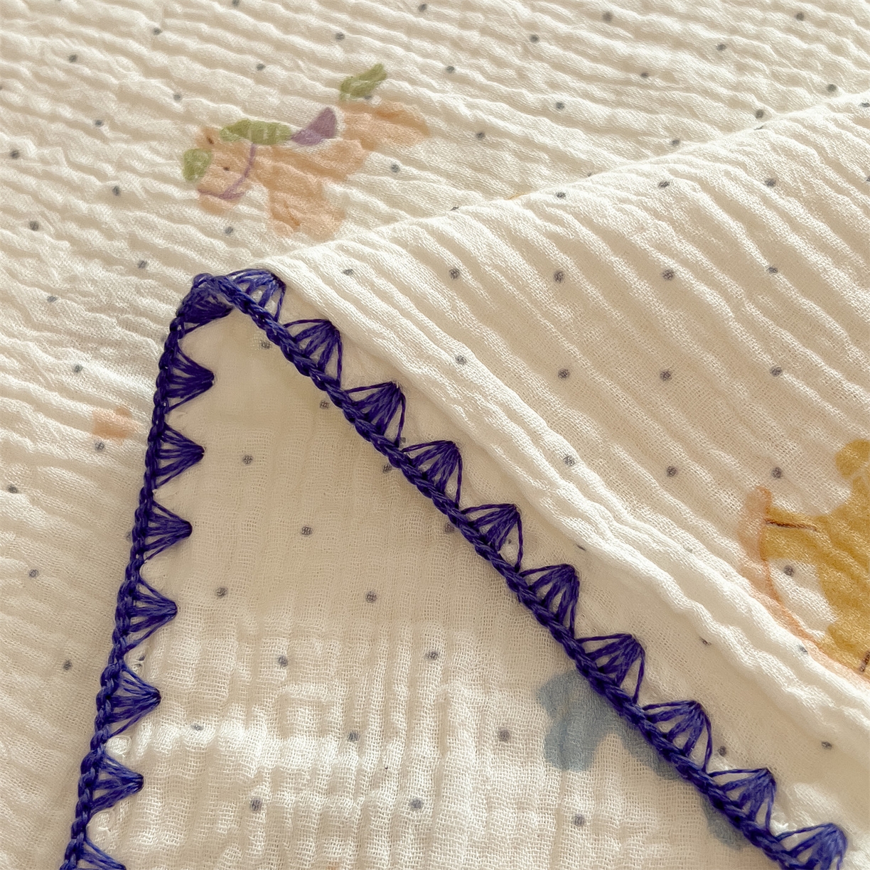 91家纺网 家纺一手货源 找家纺 布凡家居 2026新款全棉纯棉双层纱布毯夏被毯盖毯双层纱浴巾毯 皱皱纱-小木马