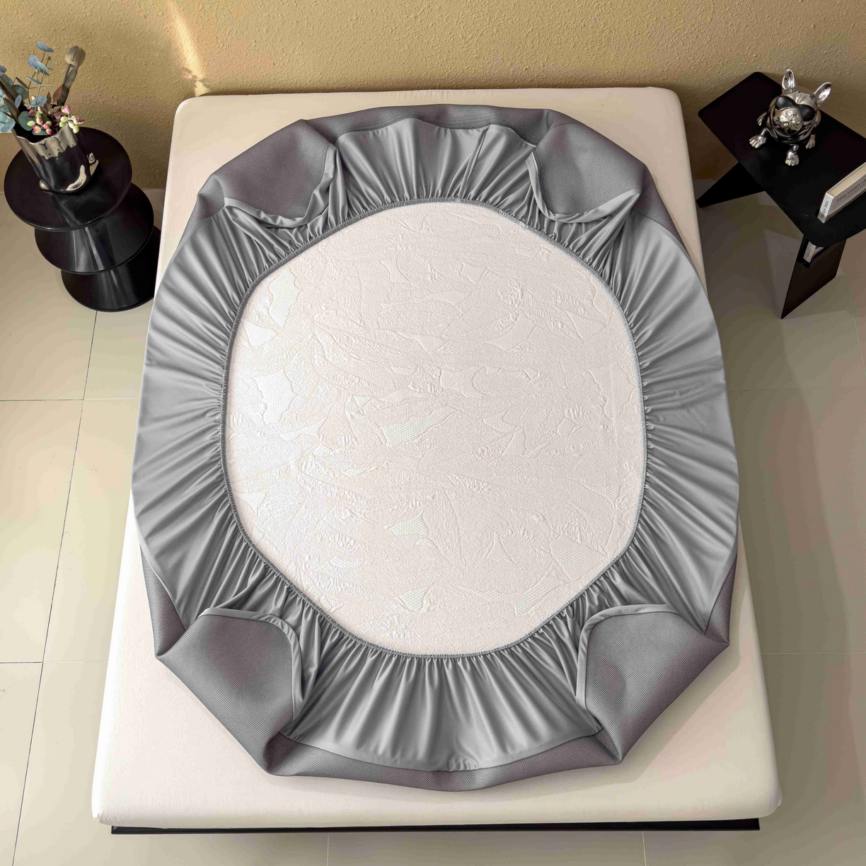 91家纺网 家纺一手货源 找家纺 孩子王家纺 2026春夏新款凉感过0.21夏天家用软席子可机洗空调席夏季高端华夫格凉席三件套 家大叶大-贝壳粉 床笠款