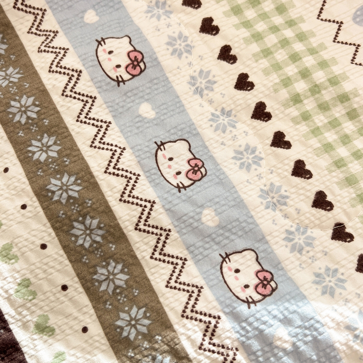 91家纺网 家纺一手货源 找家纺 老K (原美阁） 2026新款泡芙棉夏被四件套双层纱泡芙纱单夏被 奶萌凯蒂蓝