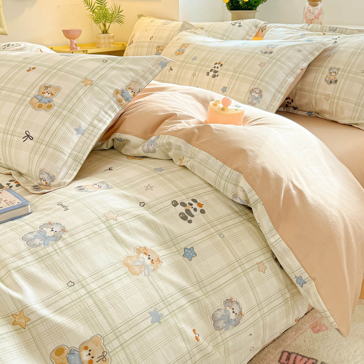 91家纺网 家纺一手货源 找家纺 涵宸家纺 2026新款全棉印花小清新四件套 星梦伙伴