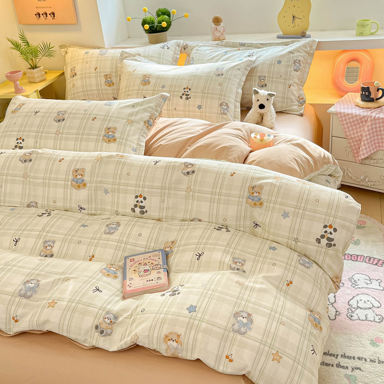 91家纺网 家纺一手货源 找家纺 涵宸家纺 2026新款全棉印花小清新四件套 星梦伙伴