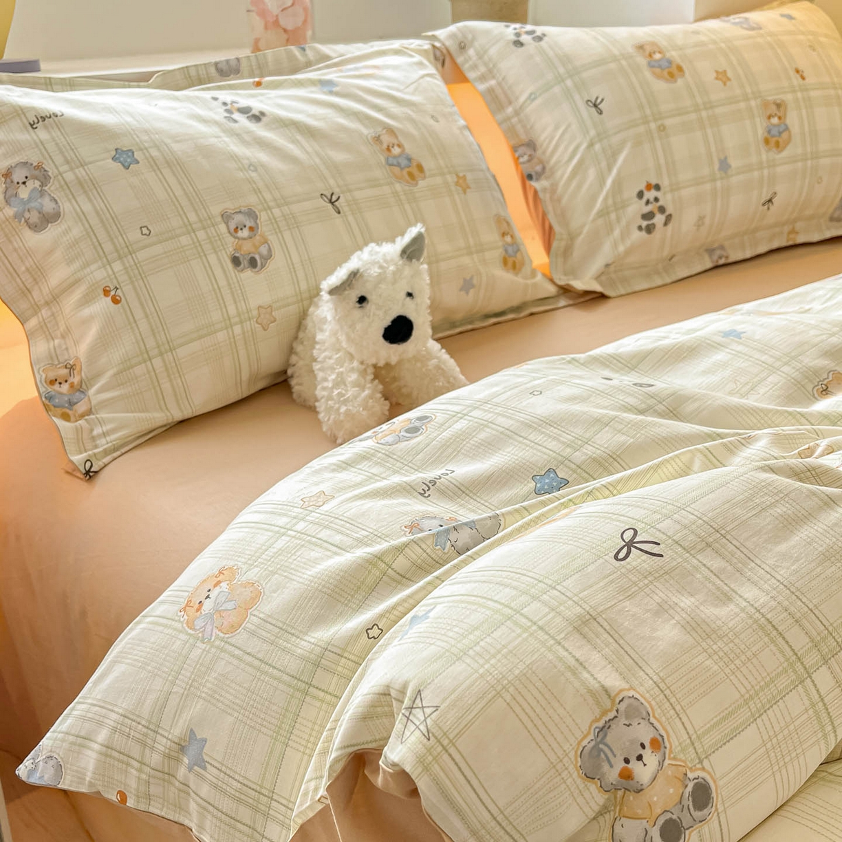 91家纺网 家纺一手货源 找家纺 涵宸家纺 2026新款全棉印花小清新四件套 星梦伙伴