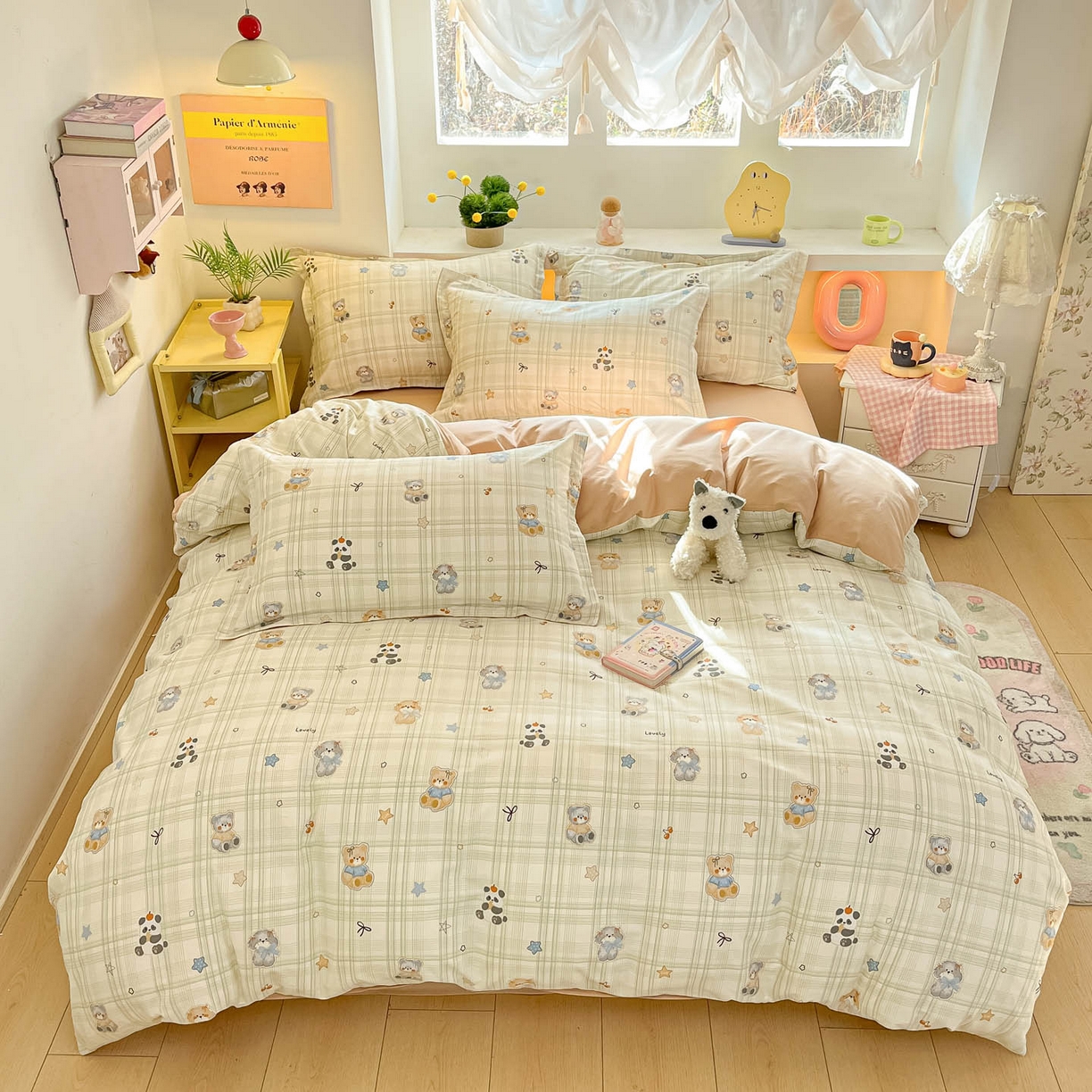 91家纺网 家纺一手货源 找家纺 涵宸家纺 2026新款全棉印花小清新四件套 星梦伙伴