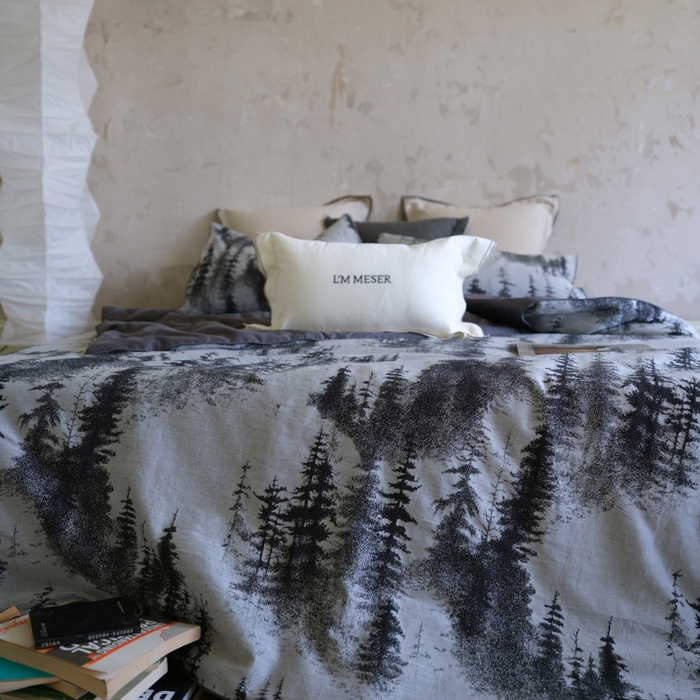 91家纺网 家纺一手货源 找家纺 佳汐蓝家纺 2026新款【慢性子】系列色织提花夏被&四件套 迷雾森林（灰）