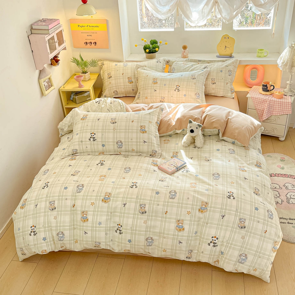 91家纺网 家纺一手货源 找家纺 涵宸家纺 2026新款全棉印花小清新四件套 星梦伙伴