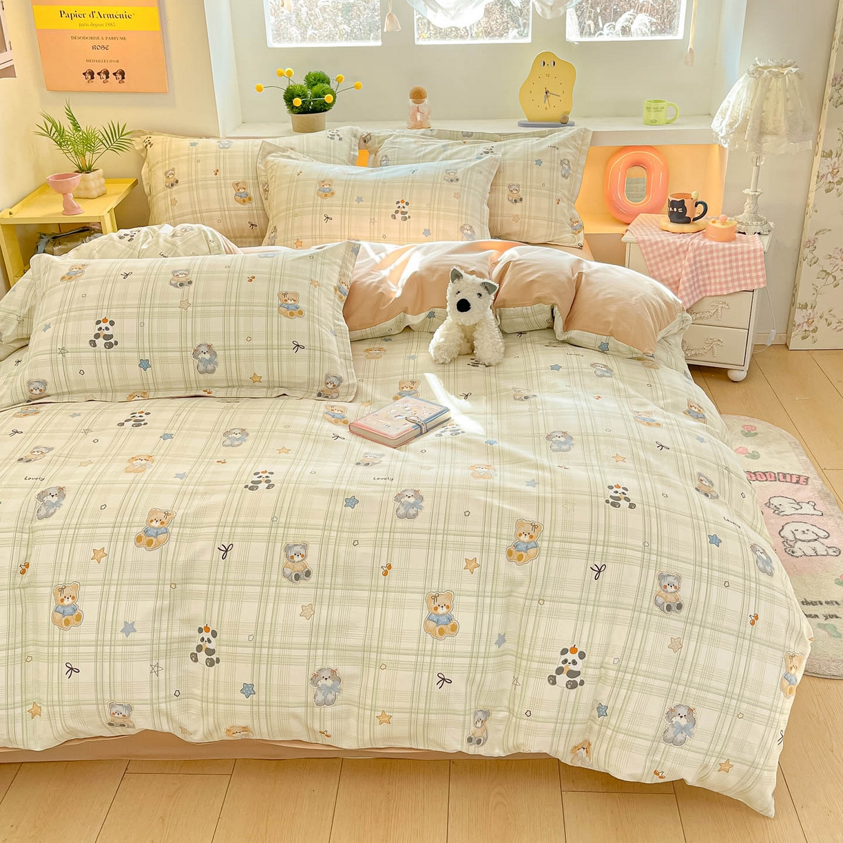 91家纺网 家纺一手货源 找家纺 涵宸家纺 2026新款全棉印花小清新四件套 星梦伙伴