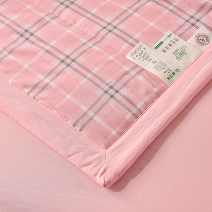 91家纺网 家纺一手货源 找家纺 欧朵家纺 2026春夏新款水洗棉新疆棉花被夏凉被空调被 乔南-粉