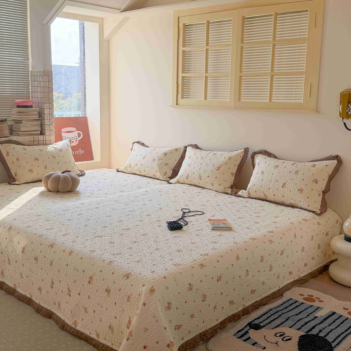 91家纺网 家纺一手货源 找家纺 （总）乐野家居 2026新款支持定制法式花边纯棉榻榻米三件套全棉有氧双层纱床盖三件套四季通用