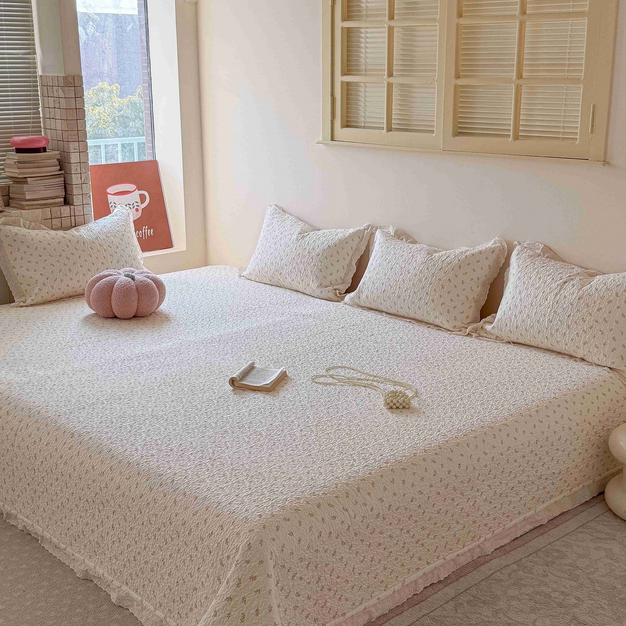 91家纺网 家纺一手货源 找家纺 （总）乐野家居 2026新款支持定制法式花边纯棉榻榻米三件套全棉有氧双层纱床盖三件套四季通用