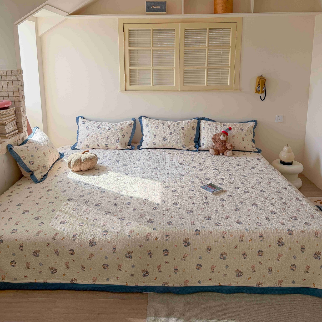 91家纺网 家纺一手货源 找家纺 乐野家居 2026新款支持定制法式花边纯棉榻榻米三件套全棉有氧双层纱床盖三件套四季通用 快乐动物城