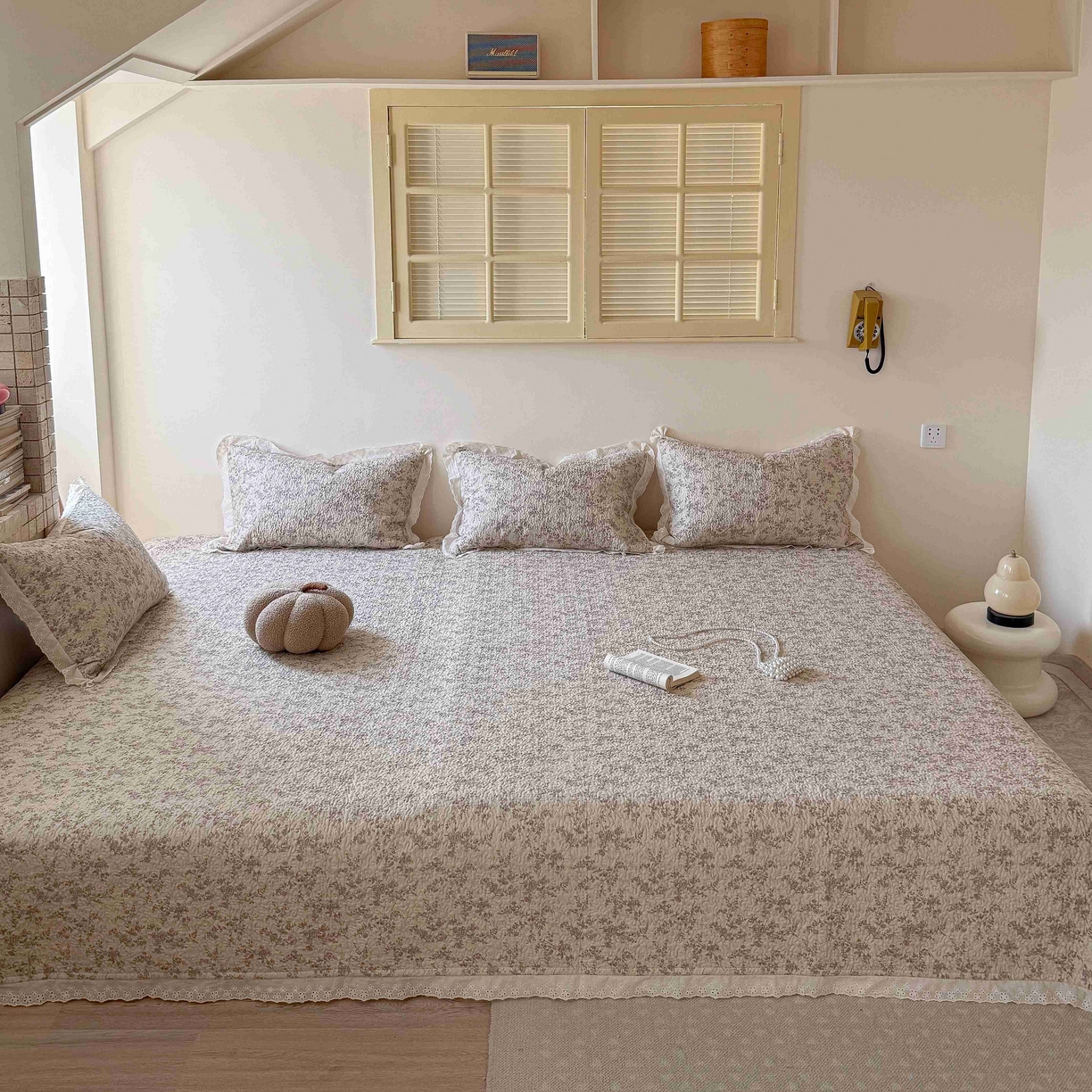 91家纺网 家纺一手货源 找家纺 乐野家居 2026新款支持定制法式花边纯棉榻榻米三件套全棉有氧双层纱床盖三件套四季通用 伯爵茶歇