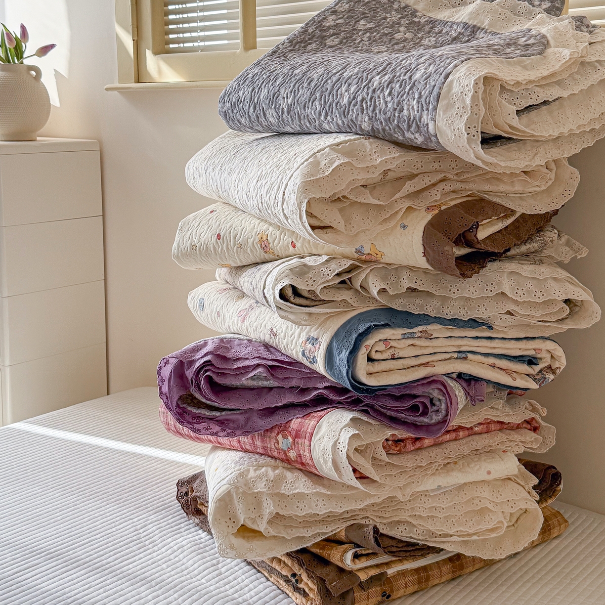 91家纺网 家纺一手货源 找家纺 （总）乐野家居 2026新款印花全棉有氧双层纱床盖三件套