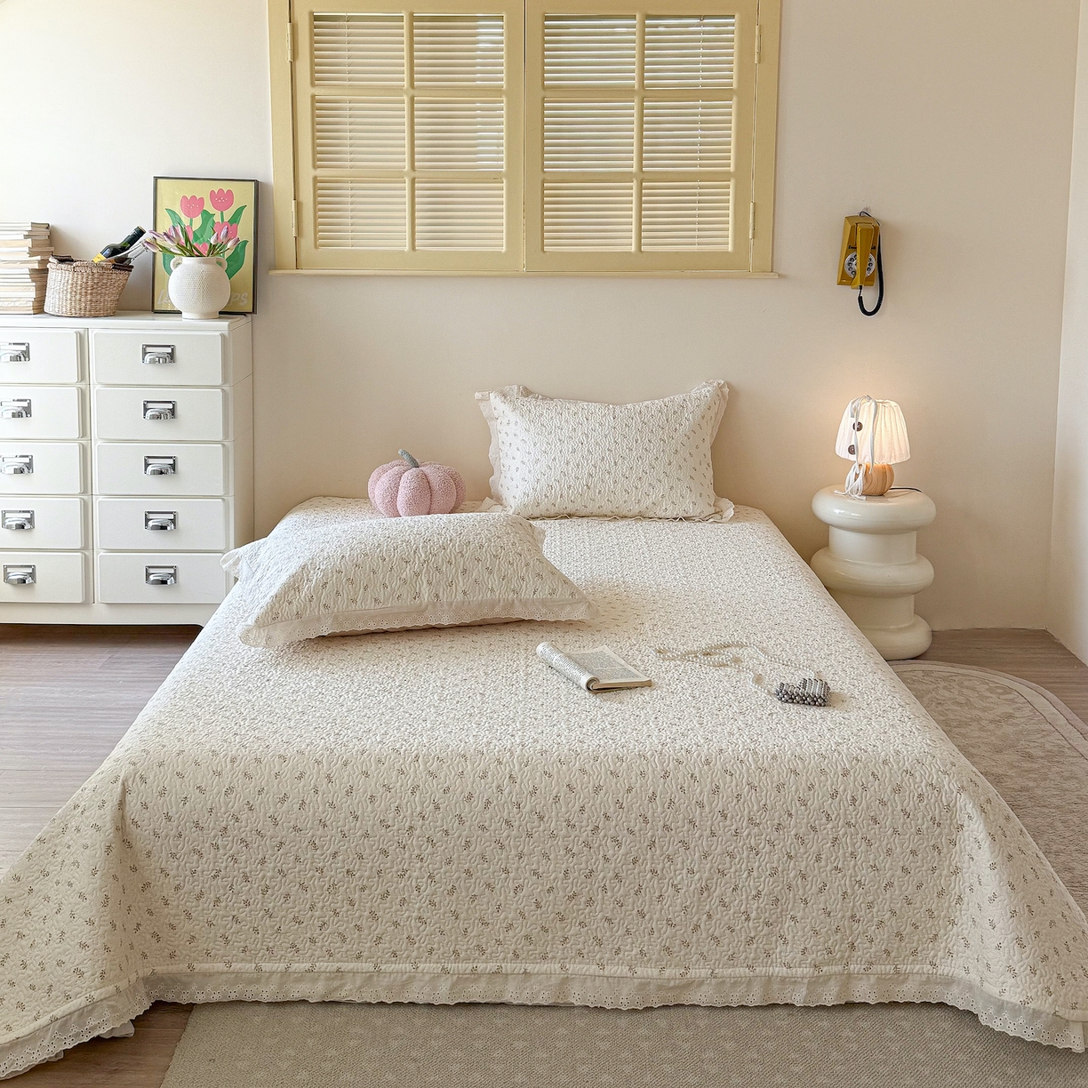 91家纺网 家纺一手货源 找家纺 （总）乐野家居 2026新款印花全棉有氧双层纱床盖三件套