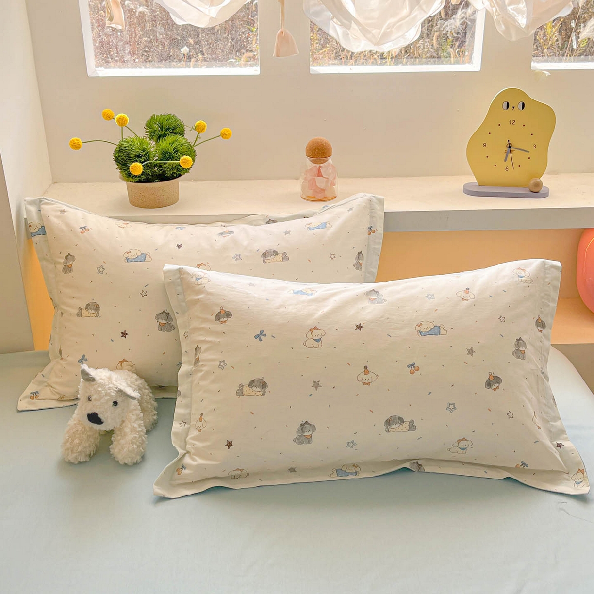 91家纺网 家纺一手货源 找家纺 涵宸家纺 2026新款全棉印花小清新四件套 星耀小狗