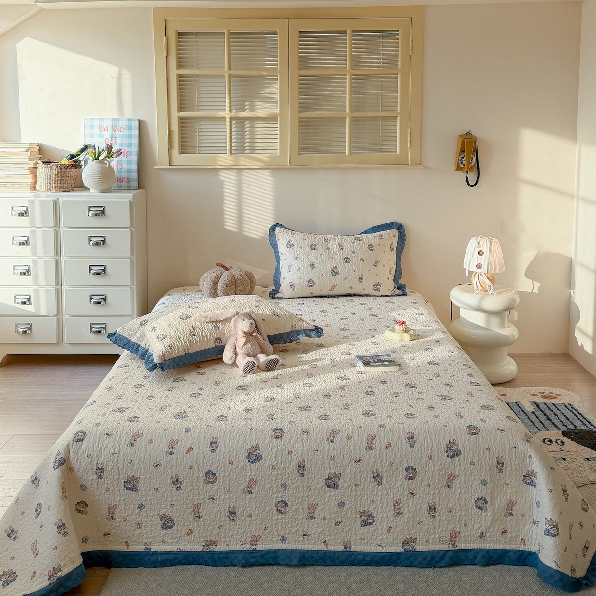 91家纺网 家纺一手货源 找家纺 （总）乐野家居 2026新款印花全棉有氧双层纱床盖三件套