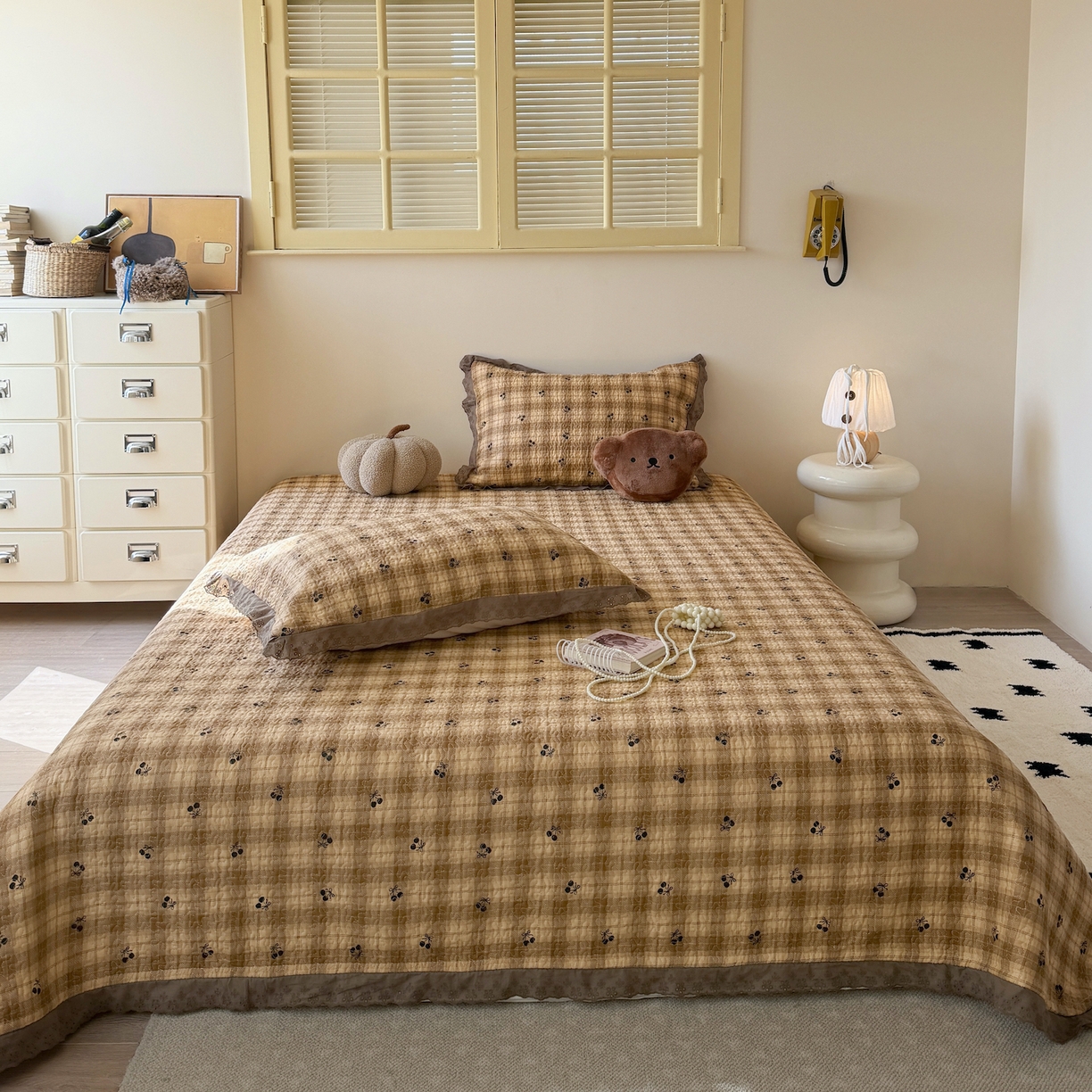 91家纺网 家纺一手货源 找家纺 （总）乐野家居 2026新款印花全棉有氧双层纱床盖三件套