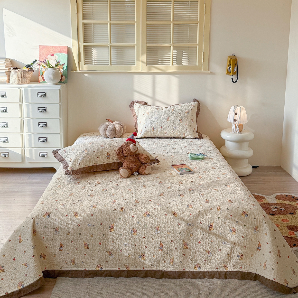 91家纺网 家纺一手货源 找家纺 （总）乐野家居 2026新款印花全棉有氧双层纱床盖三件套