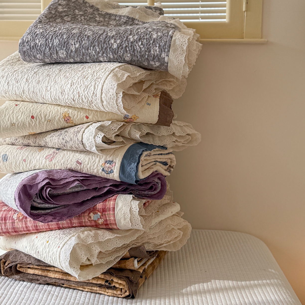 91家纺网 家纺一手货源 找家纺 乐野家居 2026新款印花全棉有氧双层纱床盖三件套 组合图仅供展示不可下单