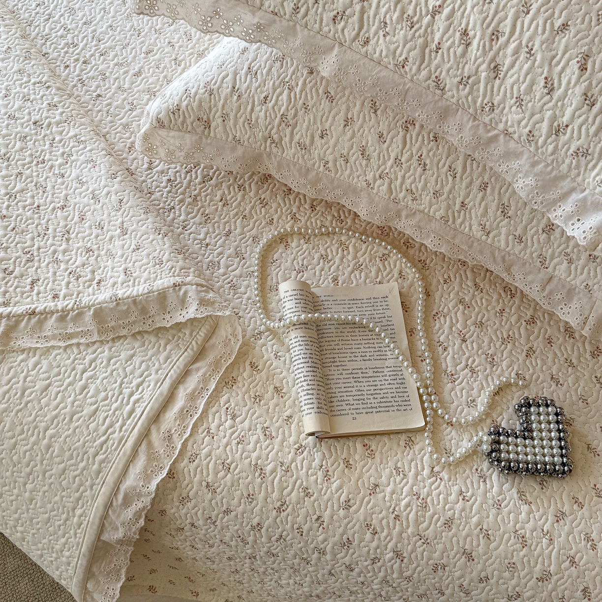 91家纺网 家纺一手货源 找家纺 乐野家居 2026新款印花全棉有氧双层纱床盖三件套 白桃乌龙