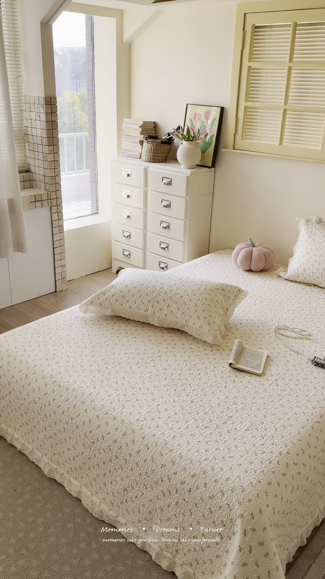 91家纺网 家纺一手货源 找家纺 乐野家居 2026新款印花全棉有氧双层纱床盖三件套 白桃乌龙