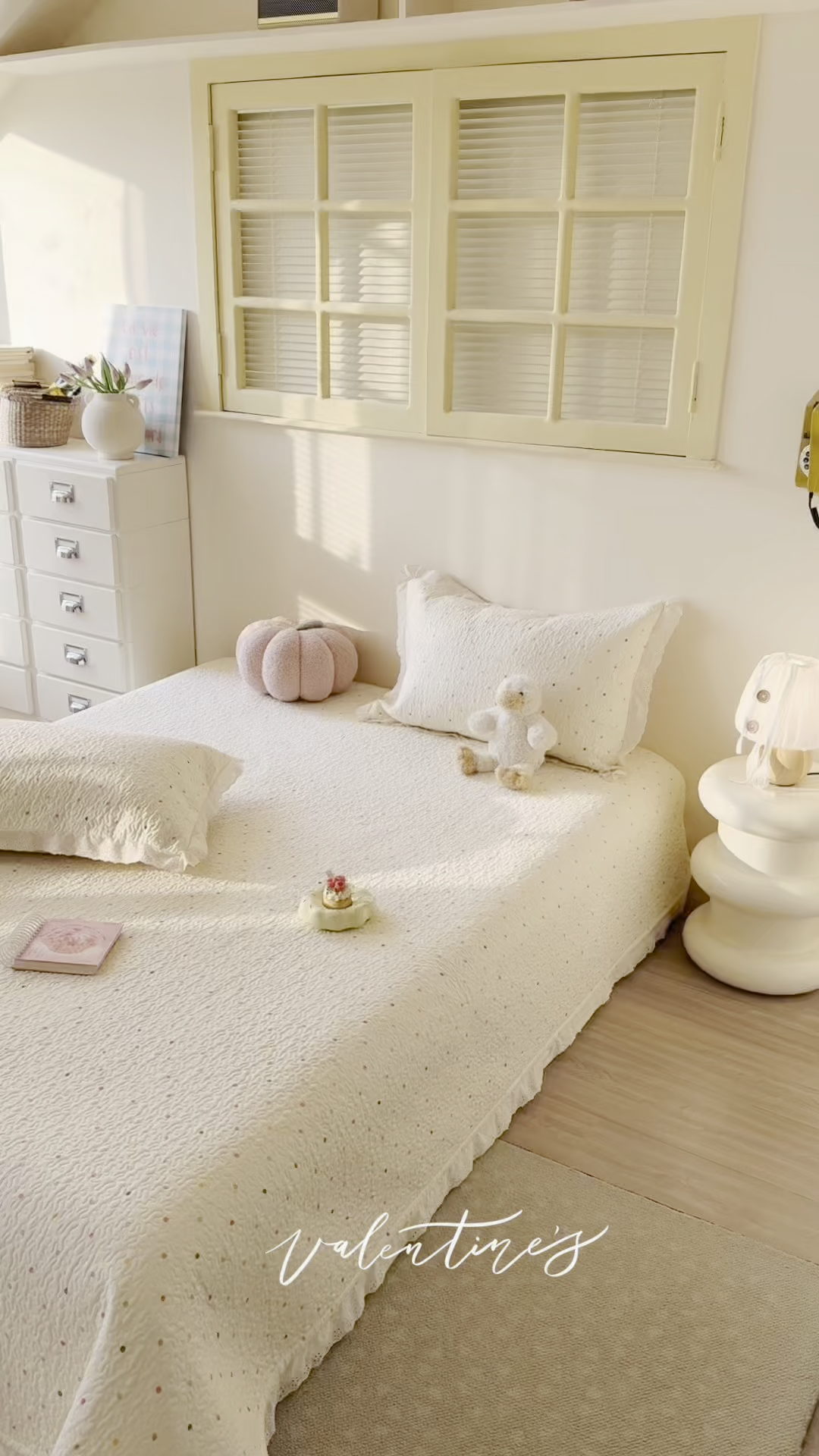 91家纺网 家纺一手货源 找家纺 乐野家居 2026新款印花全棉有氧双层纱床盖三件套 波点童话