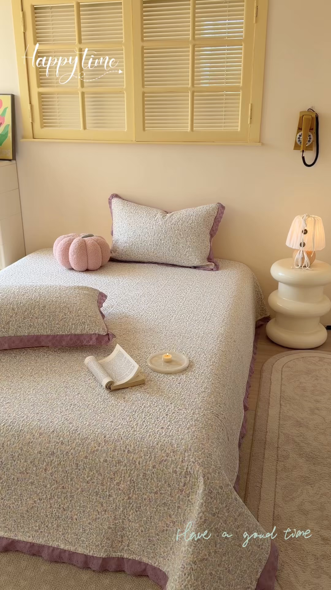 91家纺网 家纺一手货源 找家纺 乐野家居 2026新款印花全棉有氧双层纱床盖三件套 紫萝织梦