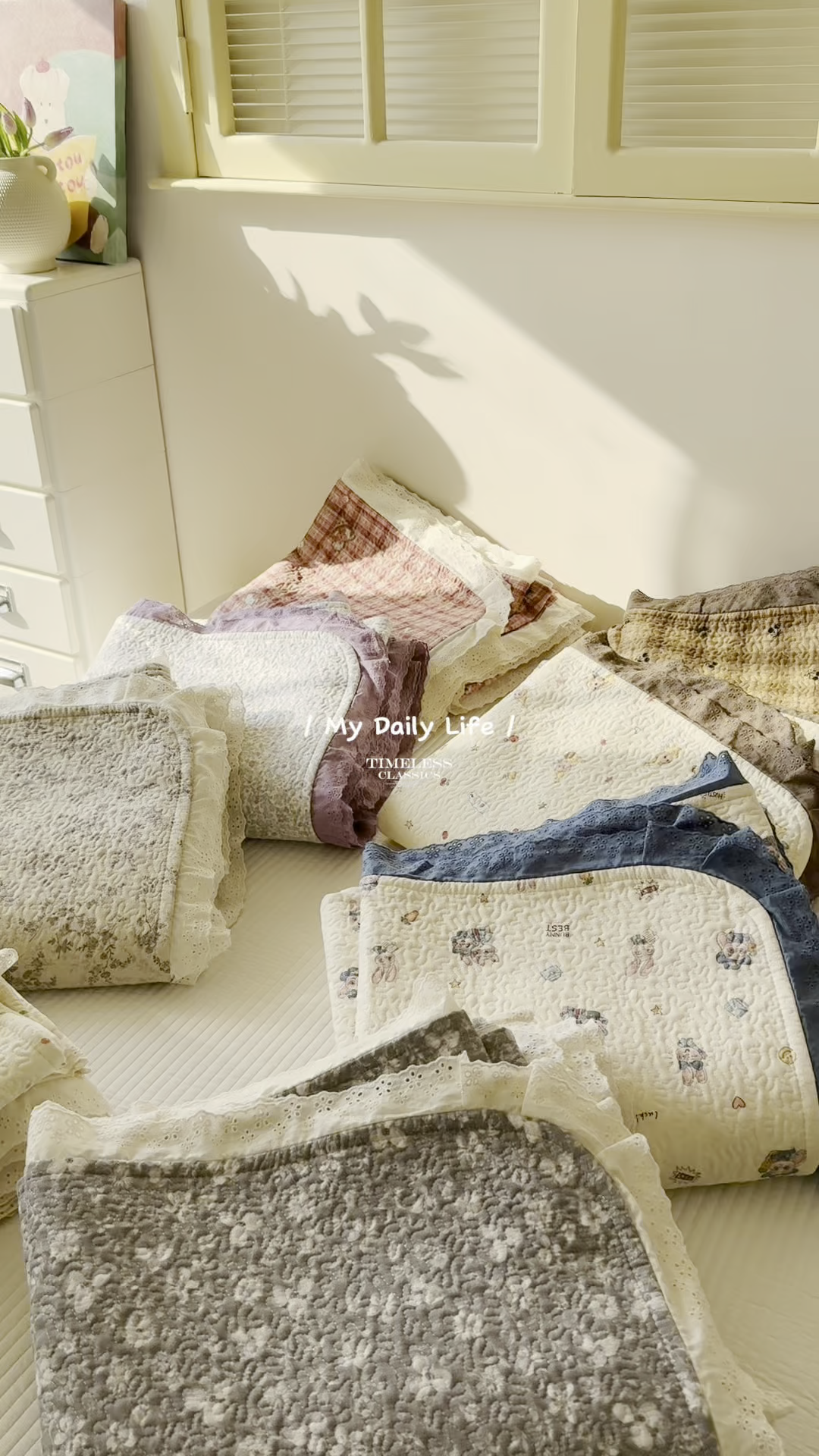 91家纺网 家纺一手货源 找家纺 乐野家居 2026新款印花全棉有氧双层纱床盖三件套 组合图仅供展示不可下单