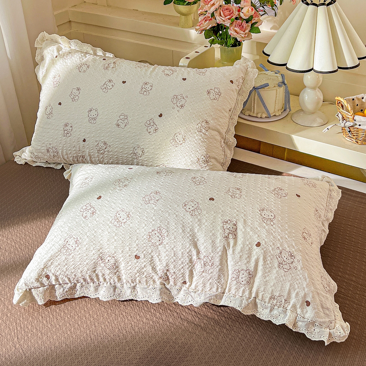 91家纺网 家纺一手货源 找家纺 一比一家纺 2026新款泡芙纱花边四件套 喵喵日记