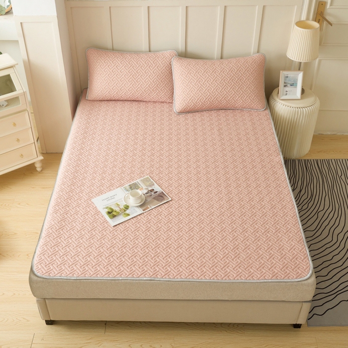 91家纺网 家纺一手货源 找家纺 （总）玖玖爱家纺 2026新款天然乳水洗胶凉感丝凉席三件套