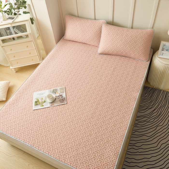 91家纺网 家纺一手货源 找家纺 玖玖爱家纺 2026新款天然乳水洗胶凉感丝凉席三件套 玉