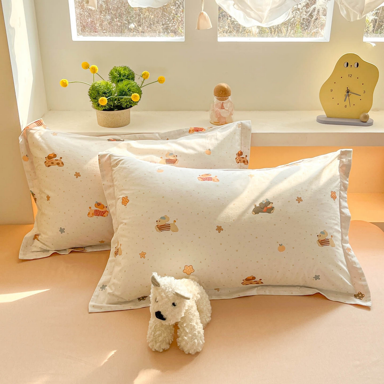 91家纺网 家纺一手货源 找家纺 涵宸家纺 2026新款全棉印花小清新四件套 幸运萌汪