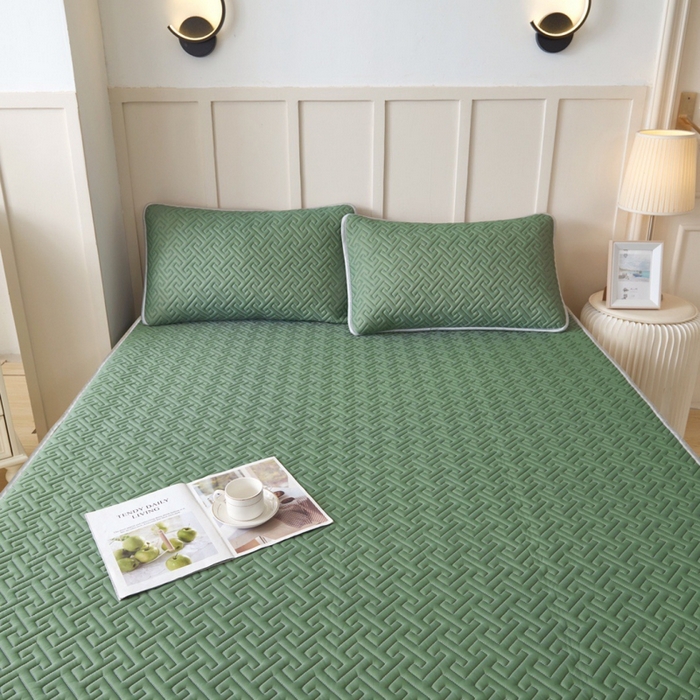 91家纺网 家纺一手货源 找家纺 玖玖爱家纺 2026新款天然乳水洗胶凉感丝凉席三件套 绿