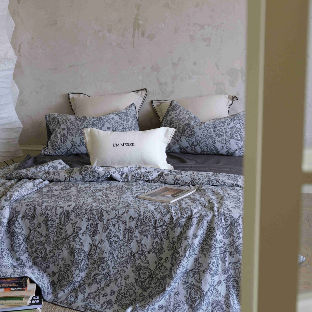 91家纺网 家纺一手货源 找家纺 佳汐蓝家纺 2026新款【慢性子】系列色织提花夏被&四件套 佩兹利