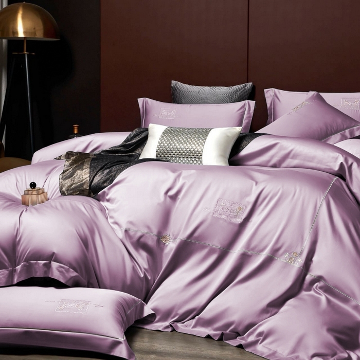 91家纺网 家纺一手货源 找家纺 玖玖爱家纺 2026新款柔软亲肤天丝棉刺绣四件套-华莹 华莹-优雅紫