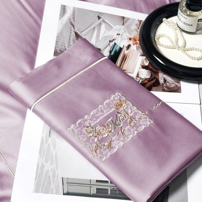 91家纺网 家纺一手货源 找家纺 玖玖爱家纺 2026新款柔软亲肤天丝棉刺绣四件套-华莹 华莹-优雅紫