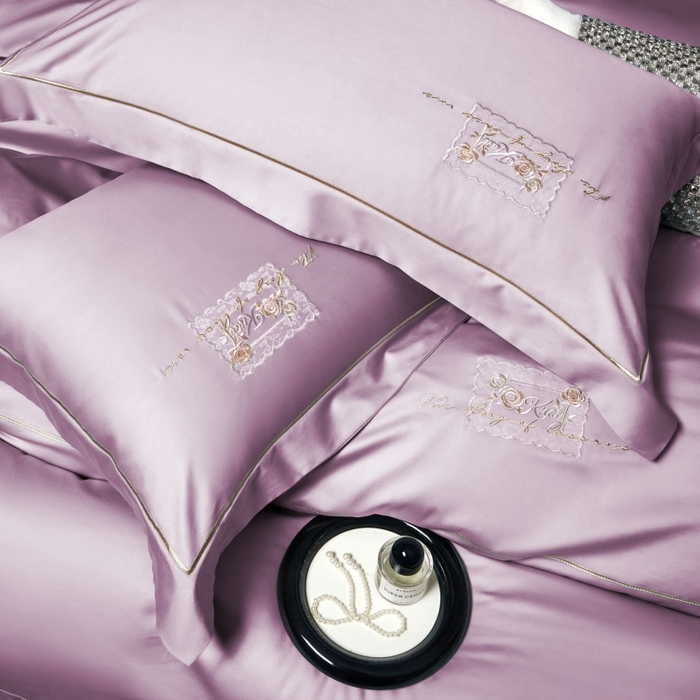 91家纺网 家纺一手货源 找家纺 玖玖爱家纺 2026新款柔软亲肤天丝棉刺绣四件套-华莹 华莹-优雅紫