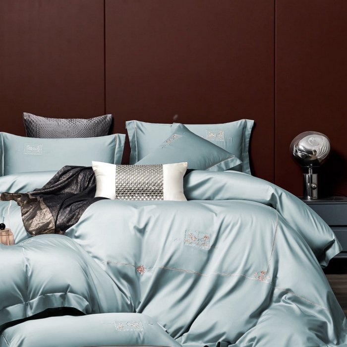 91家纺网 家纺一手货源 找家纺 玖玖爱家纺 2026新款柔软亲肤天丝棉刺绣四件套-华莹 华莹-纯净兰