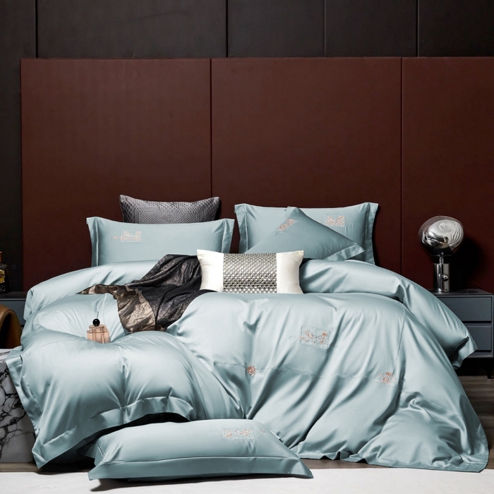 91家纺网 家纺一手货源 找家纺 玖玖爱家纺 2026新款柔软亲肤天丝棉刺绣四件套-华莹 华莹-纯净兰