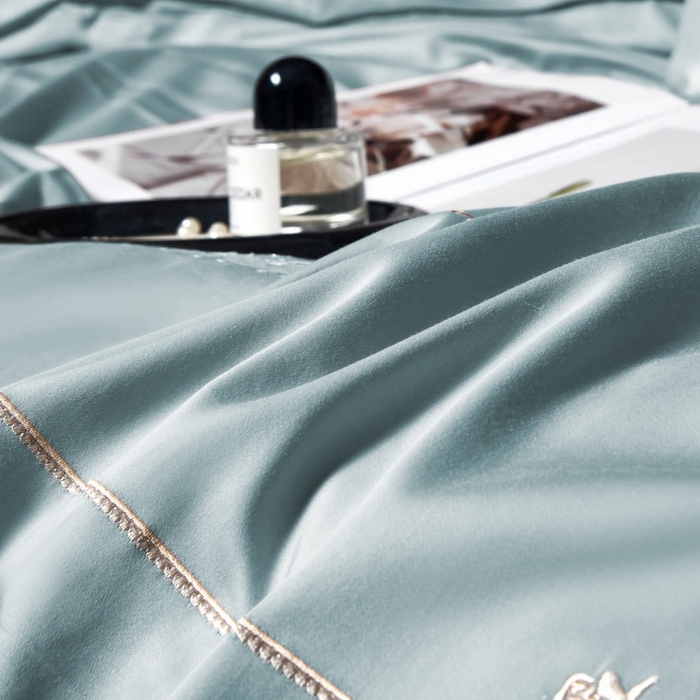 91家纺网 家纺一手货源 找家纺 玖玖爱家纺 2026新款柔软亲肤天丝棉刺绣四件套-华莹 华莹-纯净兰