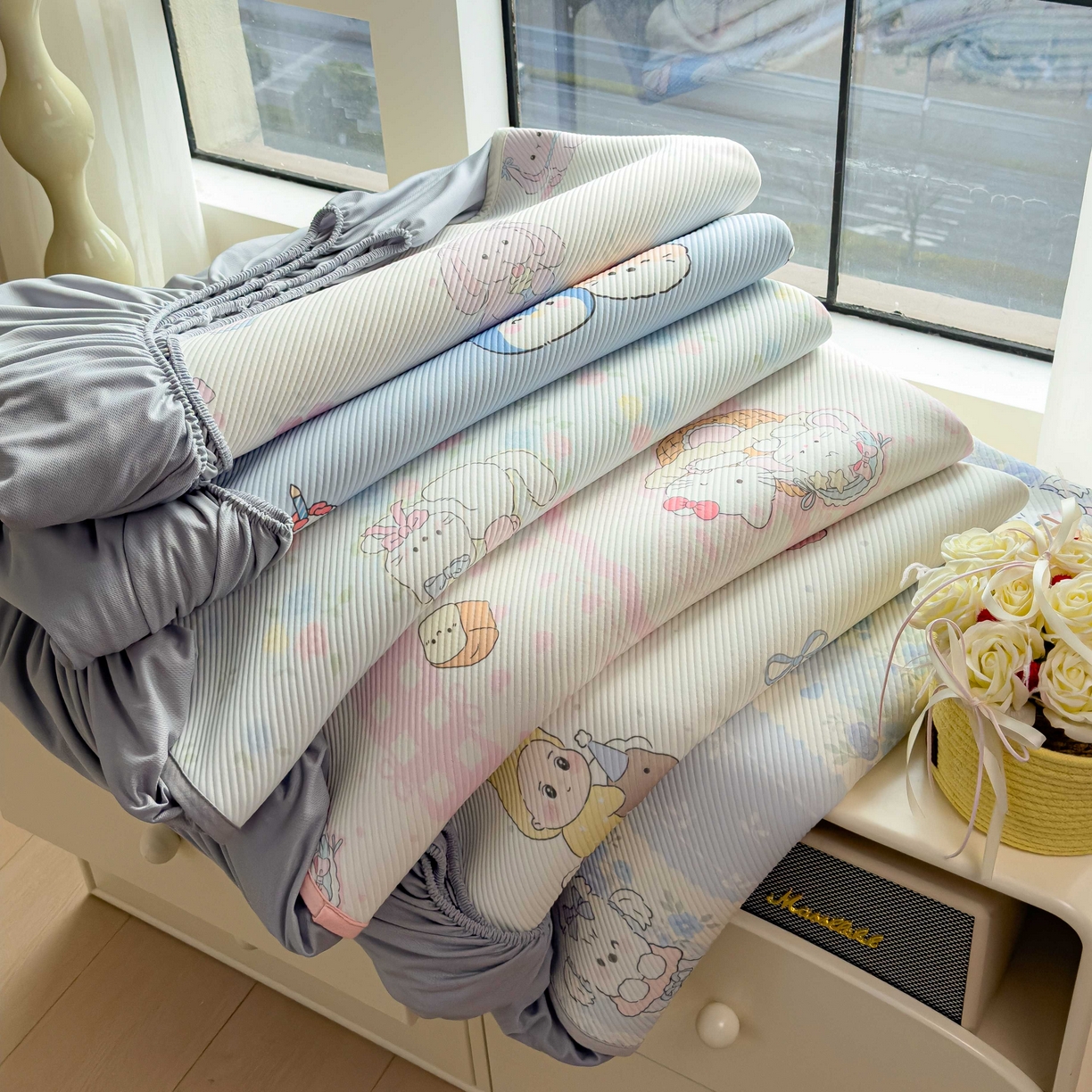 91家纺网 家纺一手货源 找家纺 （总）孩子王家纺 2026春夏新款豆豆席卡通凉感值过0.21可机洗夏天学生宿舍单人空调软席凉席席子