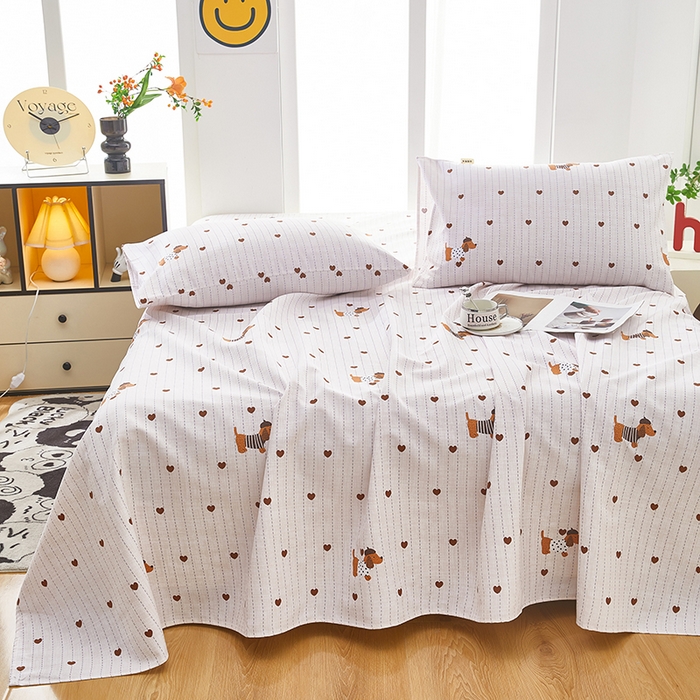 91家纺网 家纺一手货源 找家纺 蕾诺家纺 2026新款老粗布加厚全包防滑床单可组合三件套 巴吉度