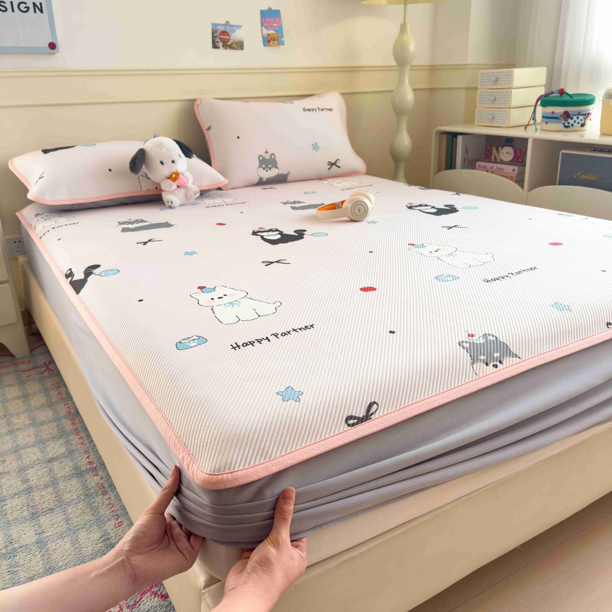 91家纺网 家纺一手货源 找家纺 （总）孩子王家纺 2026春夏新款豆豆席卡通凉感值过0.21可机洗夏天学生宿舍单人空调软席凉席席子