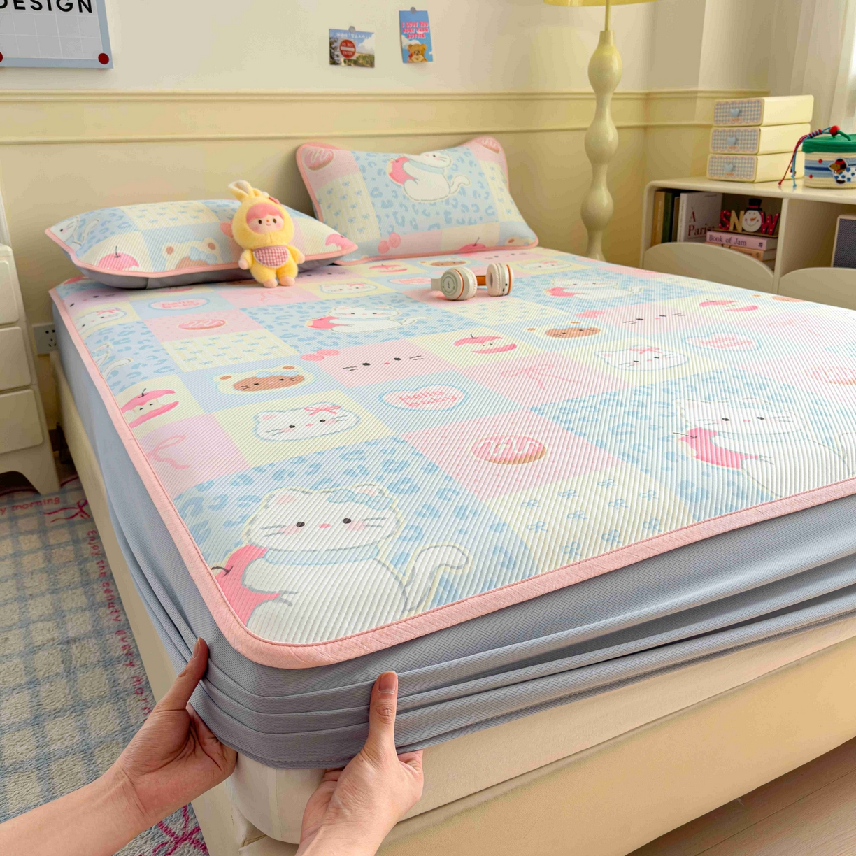 91家纺网 家纺一手货源 找家纺 （总）孩子王家纺 2026春夏新款豆豆席卡通凉感值过0.21可机洗夏天学生宿舍单人空调软席凉席席子