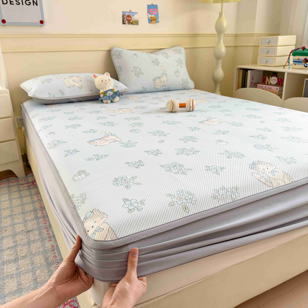 91家纺网 家纺一手货源 找家纺 （总）孩子王家纺 2026春夏新款豆豆席卡通凉感值过0.21可机洗夏天学生宿舍单人空调软席凉席席子