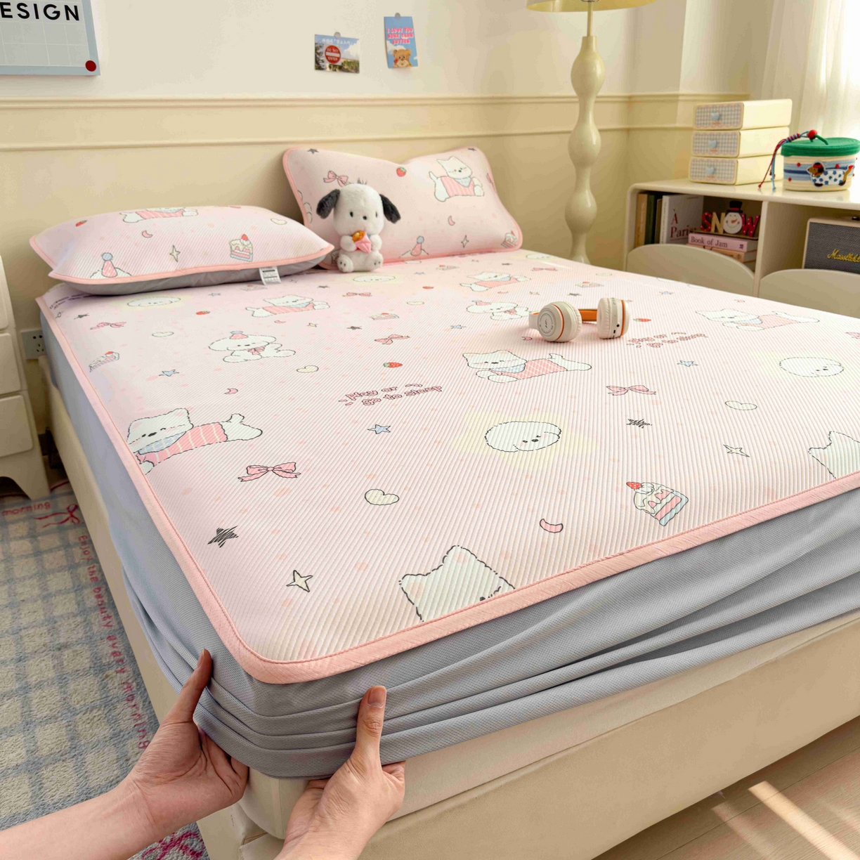 91家纺网 家纺一手货源 找家纺 （总）孩子王家纺 2026春夏新款豆豆席卡通凉感值过0.21可机洗夏天学生宿舍单人空调软席凉席席子