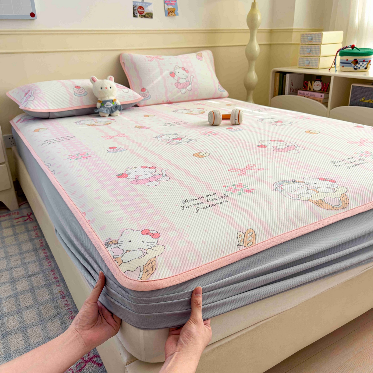 91家纺网 家纺一手货源 找家纺 （总）孩子王家纺 2026春夏新款豆豆席卡通凉感值过0.21可机洗夏天学生宿舍单人空调软席凉席席子