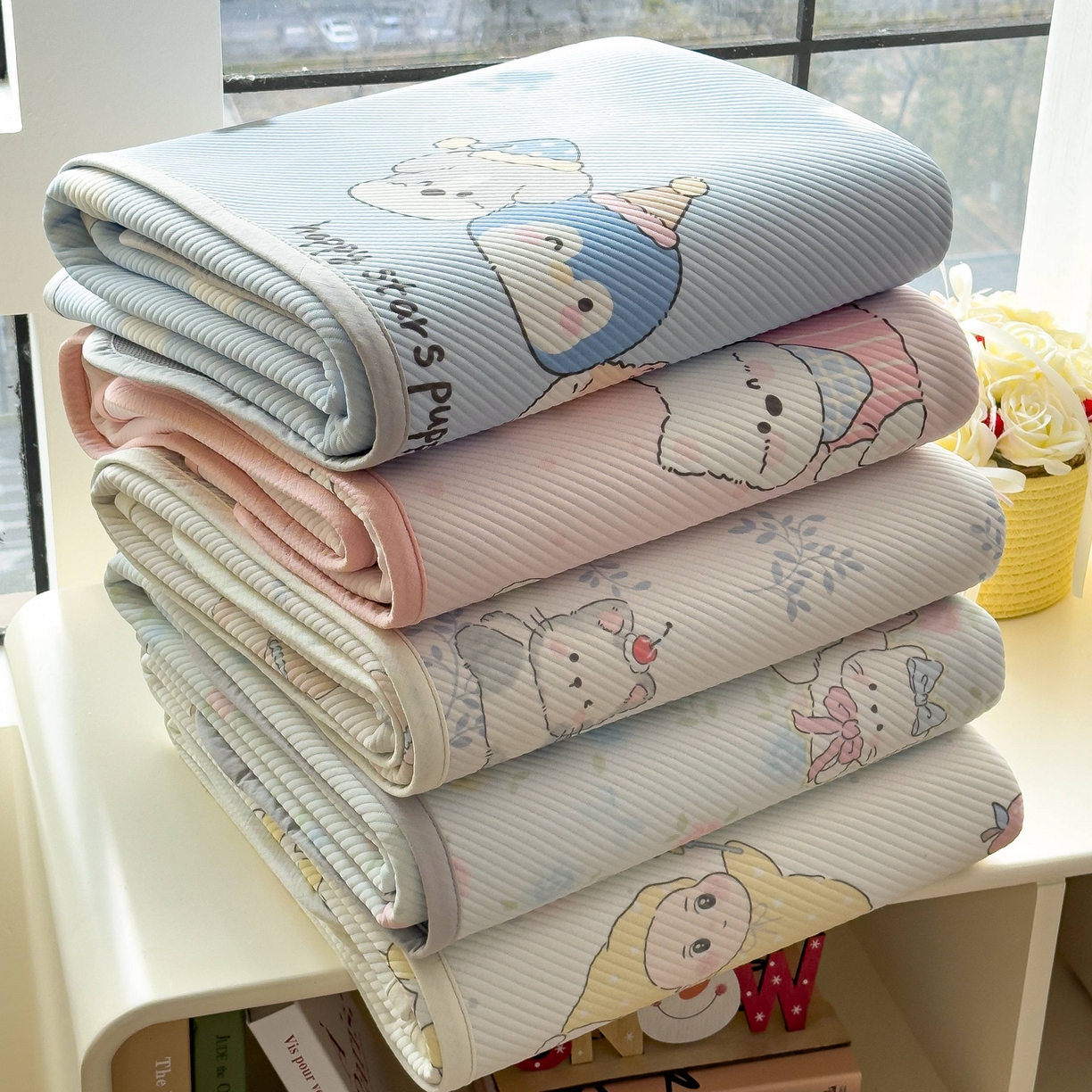 91家纺网 家纺一手货源 找家纺 孩子王家纺 2026春夏新款豆豆席卡通凉感值过0.21可机洗夏天学生宿舍单人空调软席凉席席子 组合图仅供展示不可下单