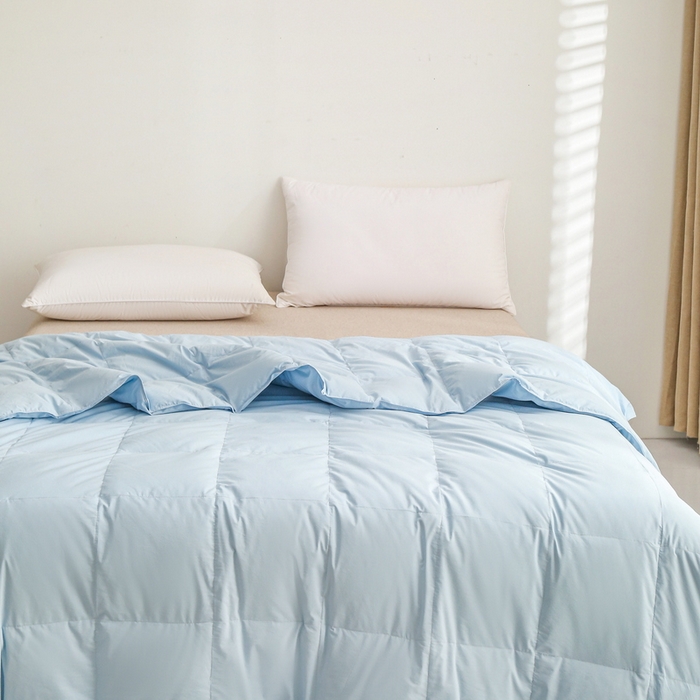 91家纺网 家纺一手货源 找家纺 禹祥家纺 2026新款可水洗羽绒夏被空调被羽绒春秋被可水洗羽绒被 天空蓝