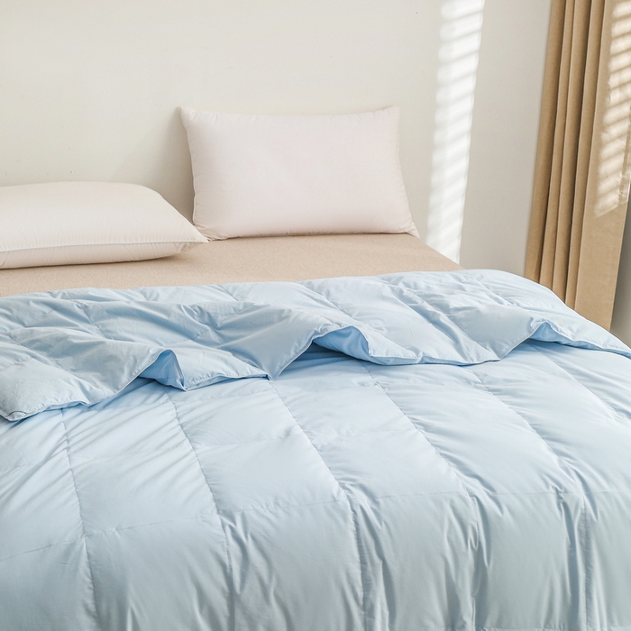 91家纺网 家纺一手货源 找家纺 禹祥家纺 2026新款可水洗羽绒夏被空调被羽绒春秋被可水洗羽绒被 天空蓝